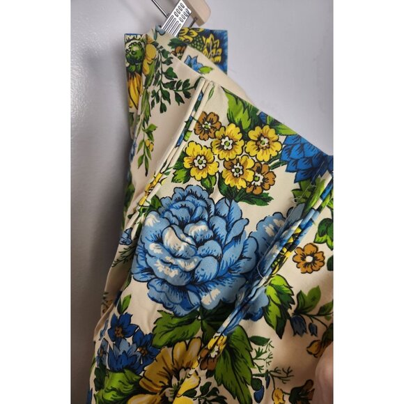 Vtg. 70's Permanent Press Drapery Floral Blue/Yellow Pinch Pleat Curtain Set - Picture 7 of 7